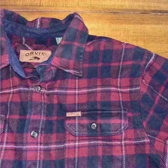 ORVIS Flannel Shirt Mens Extra Large Plaid Shacket Heavyweight Workwear - Picture 3 of 14